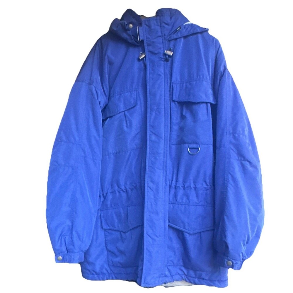 Vintage LL Bean Parka Mens XL Blue Insulated Hooded Jacket Outdoor Coat